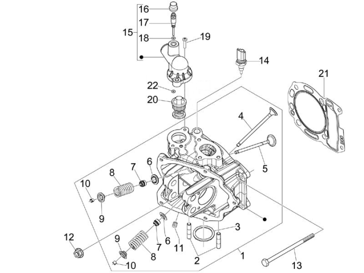 Cylinder head Vespa GTS 300 ie 2008-2016 (with and without ABS)