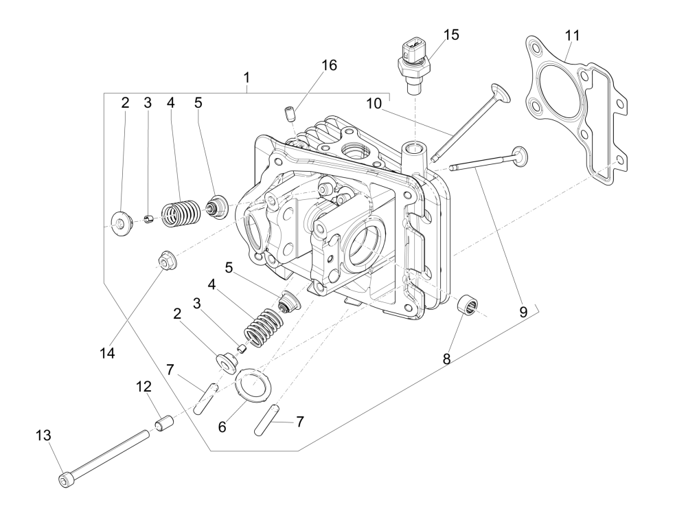 Cylinder head Vespa Sprint 4-stroke 3-valve (euro4 injection IGET)