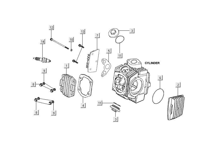 Cylinder head parts Kymco Nexxon 4-stroke dark grey