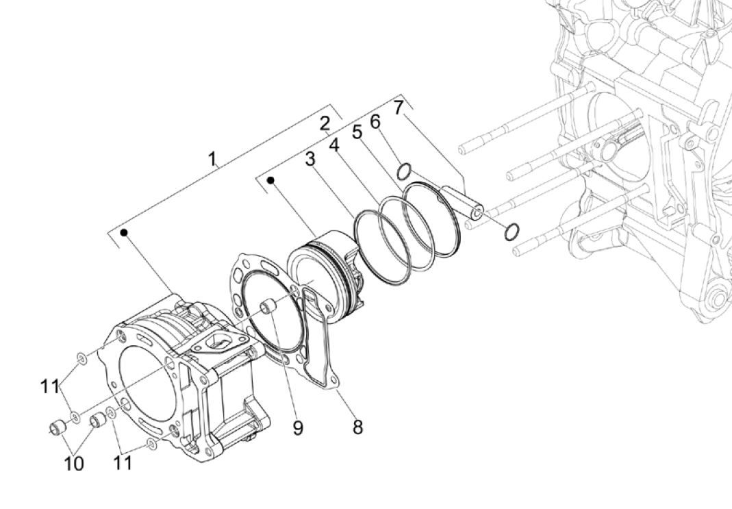 Piaggio MP3 300 ie E4 LT BUSINESS cylinder piston pin group - SPORT NOABS-ABS 2016 - 2018 (EMEA)