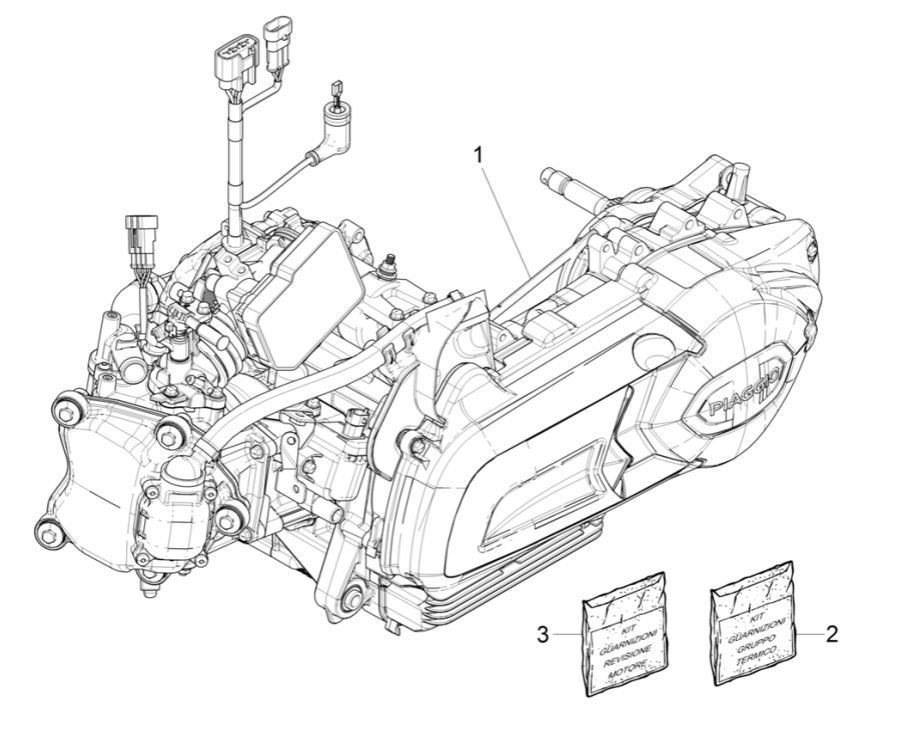 Complete engine Piaggio MP3 300 HPE/300 HPE SPORT E5 ABS 2020-2022 (EMEA)