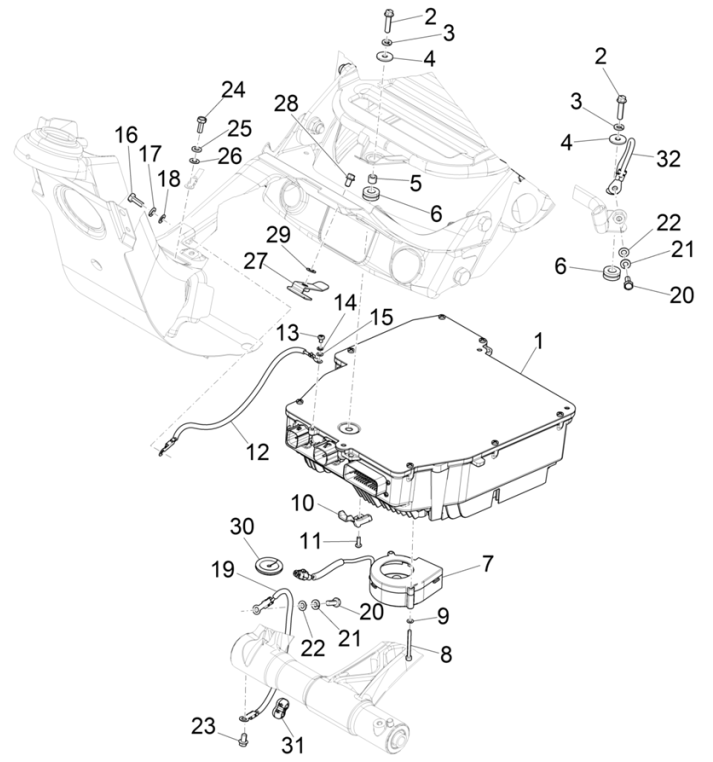 Vespa Electrica 45KM/H E5 2021 (EMEA) electrical installation