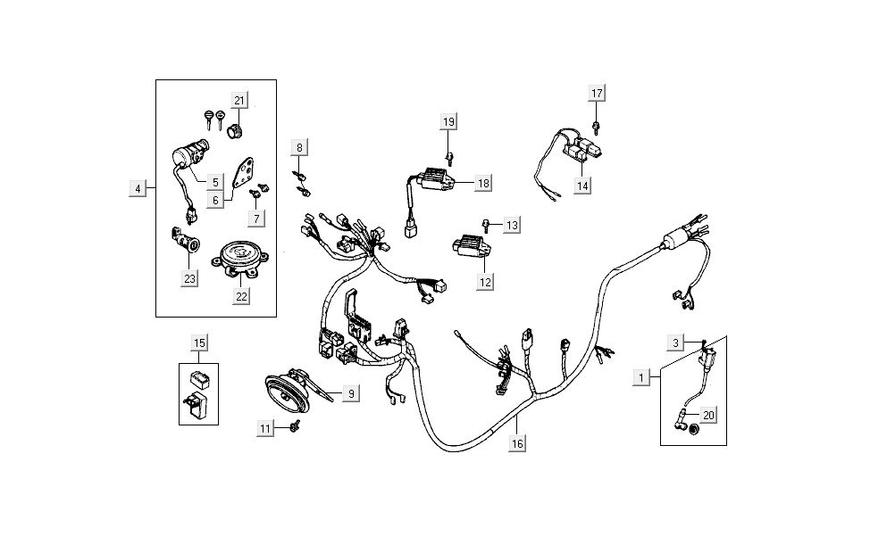 Contact Cable Harness Kymco Dink AC 2-stroke Silver