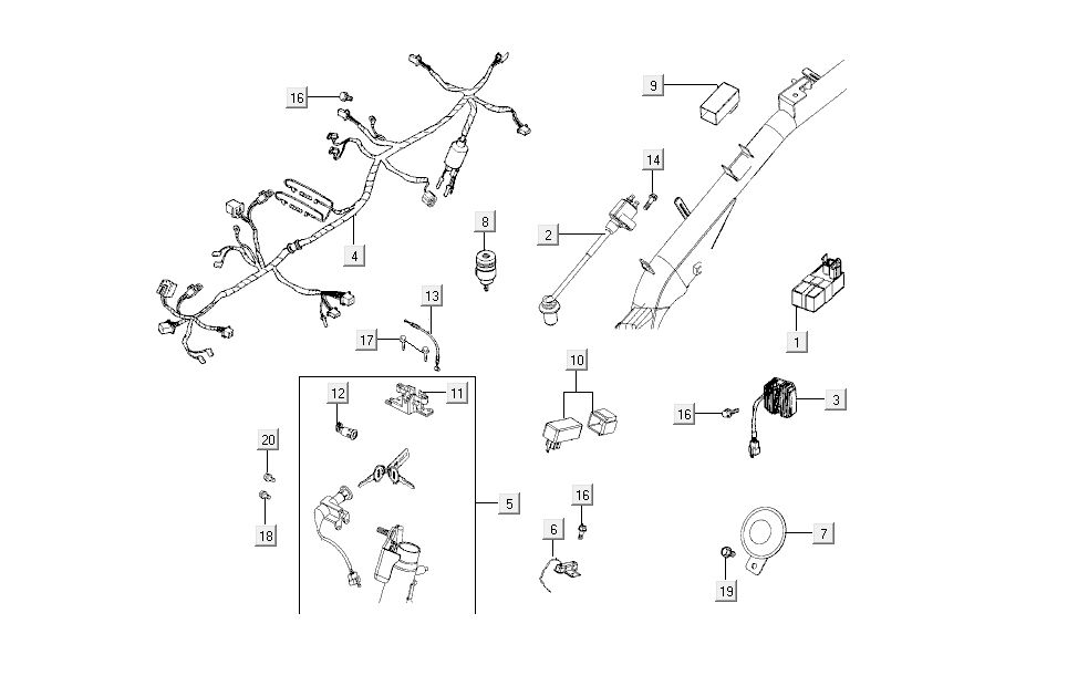 contact wiring harness Kymco Super 8 4-stroke (2007-2009) orange