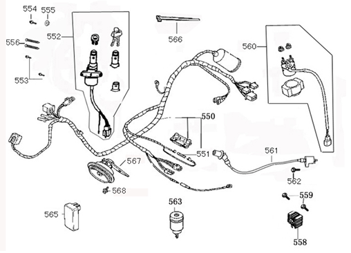 Ignition lock - Wiring harness AGM VX50s bronze