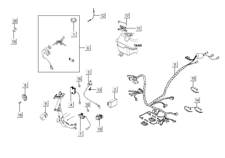 ignition lock cable harness Kymco Agility RS 4-stroke black 09