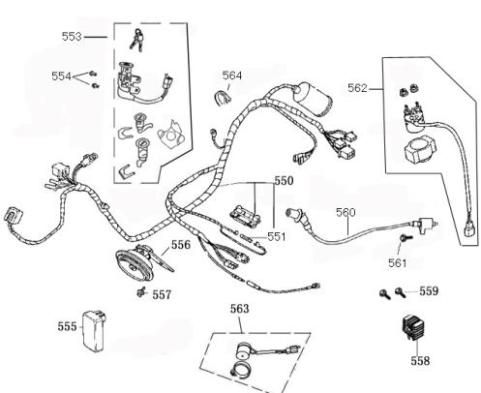 Ignition switch - Wiring harness Neco Borsalino Oro 50 4T AC matte black