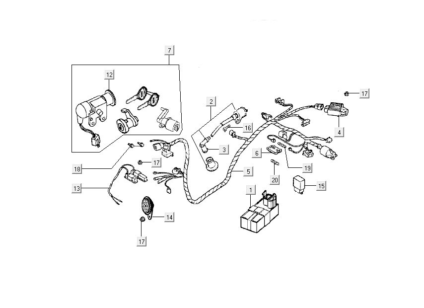 Ignition switch - elektra Kymco People 2-stroke dark grey