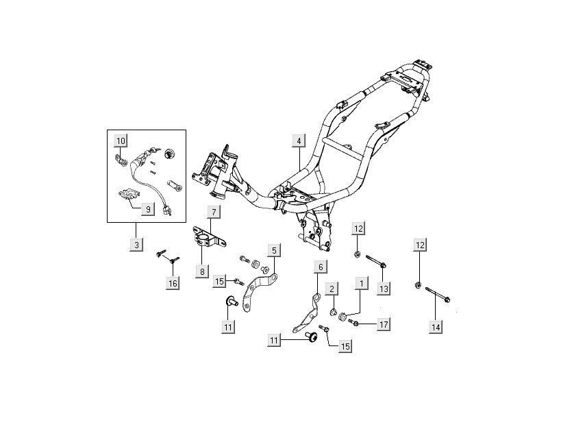 Ignition Lock - Frame Kymco Nexxon 4-stroke dark grey