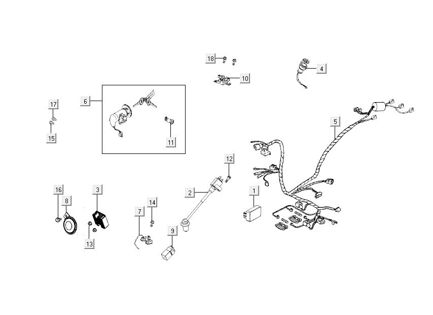 Ignition Switch - Wiring Harness Kymco Like 4-Stroke