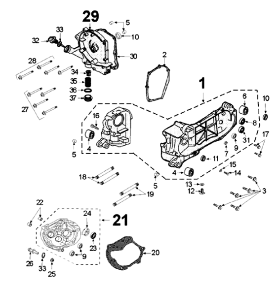 Django 50 4T Evasion crankcase