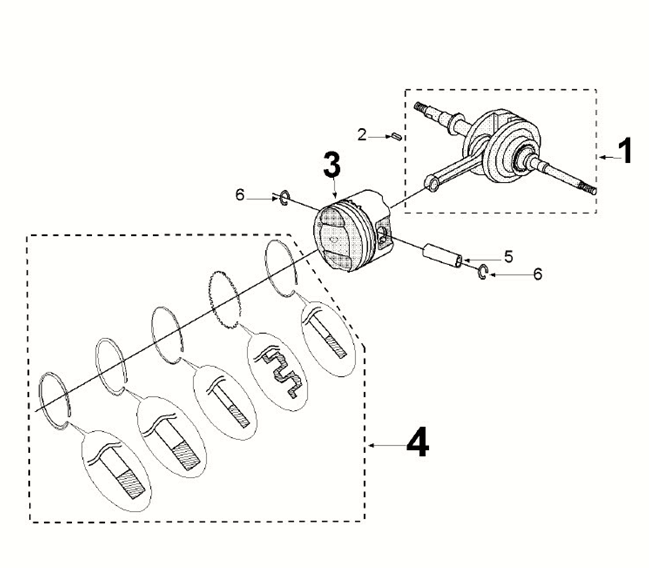 Peugeot Django 4-stroke Euro 5 crankshaft piston