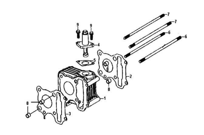 Cylinder - koppakking - voetpakking Sym Crox 50 E4