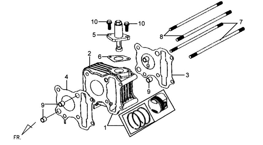Cylinder/ Head Gasket/ Foot Gasket Sym Mio