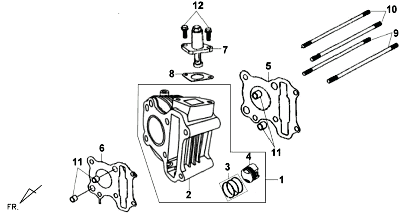 Cylinder Head Gasket Foot Gasket Sym Symphony SR (BK5560) black