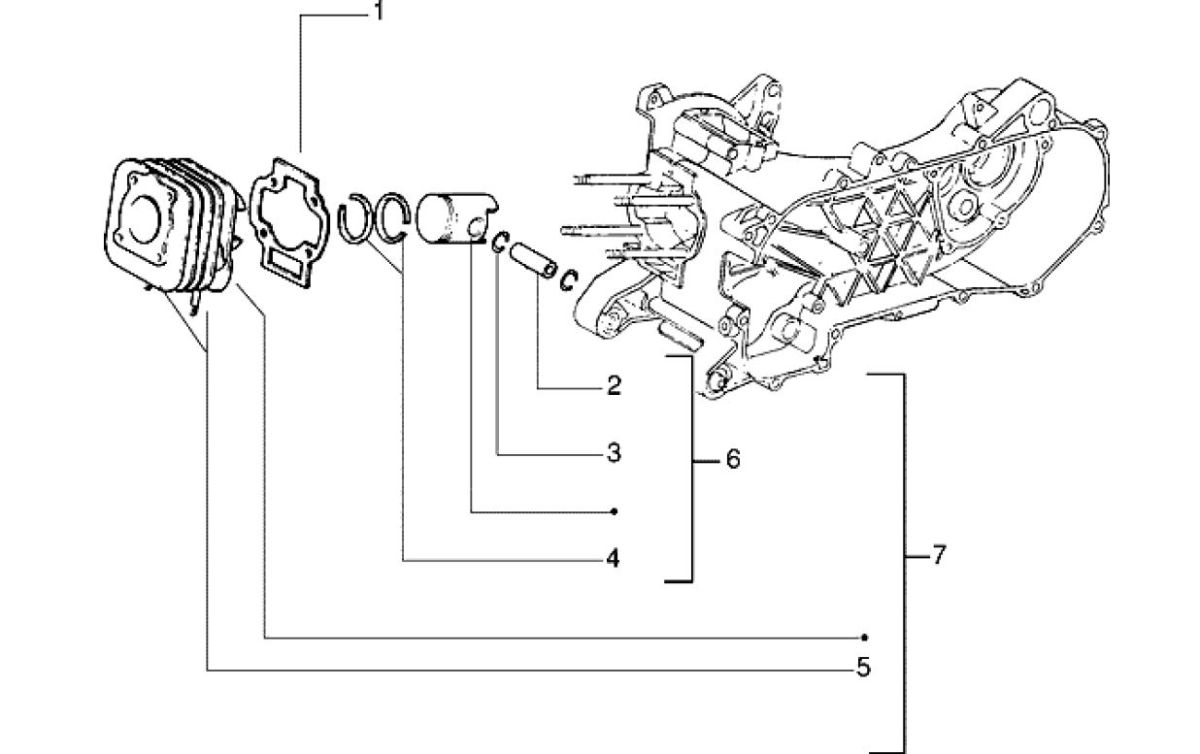 Cilinder - Zuiger Piaggio Zip RST 50 2-takt AC