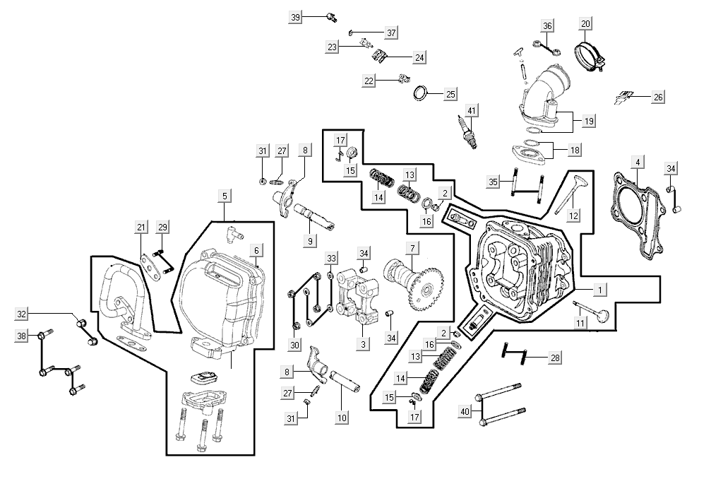 Cylinder head KYMCO SUPER8 STREET 50I E4 MATT Grey
