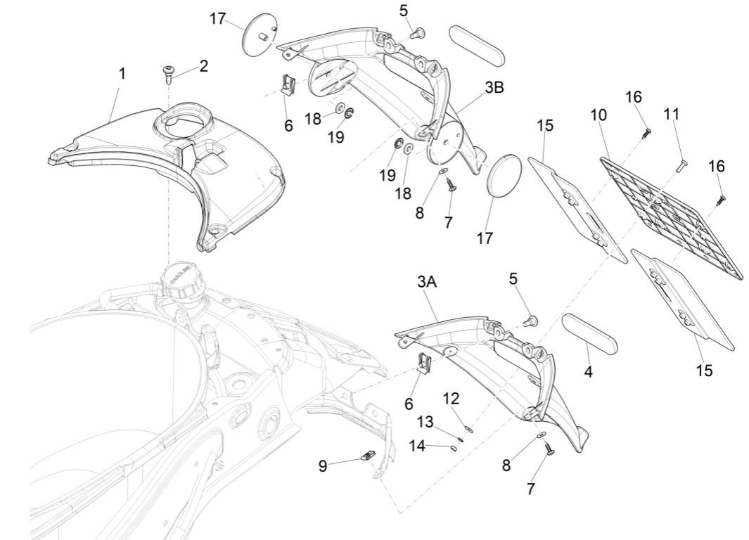 Rear cover Mudflap Vespa Primavera 125 4T 3V IE ABS