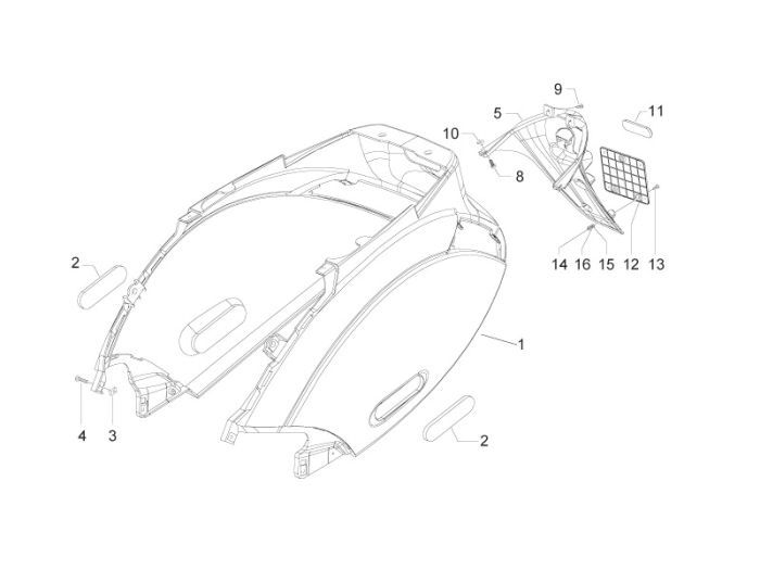 Side cover Piaggio Zip 2000 2-stroke AC white 724