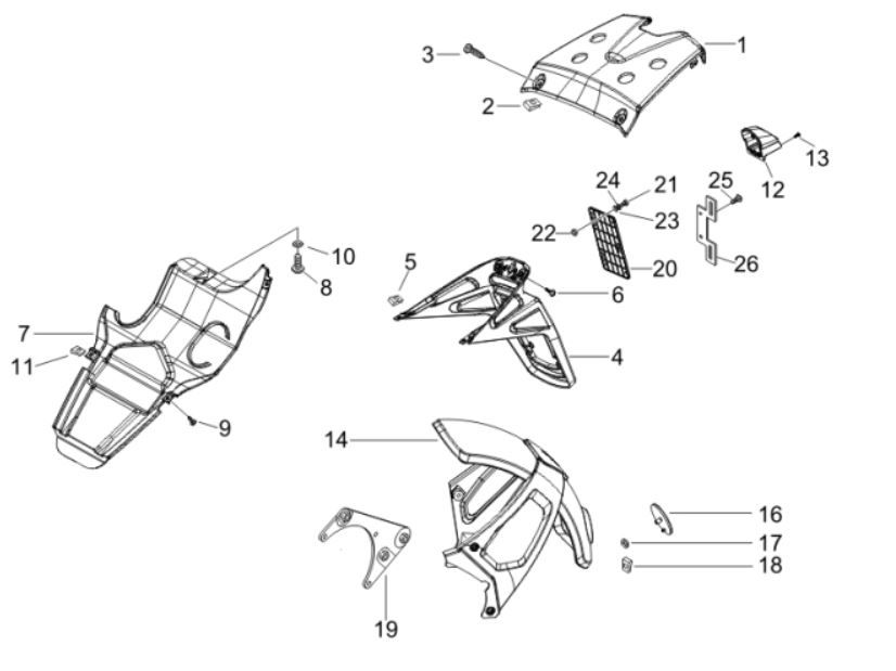 Rear Cover - Mudflap Gilera Runner 200cc VXR 4-stroke 2006
