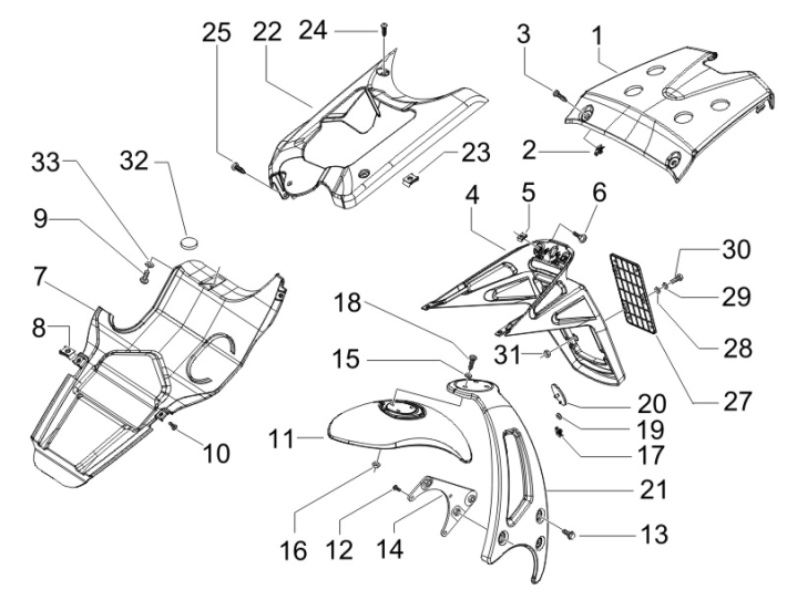 Rear Cover Plates - Mudflap Gilera Runner 50 SP 2010-2017 silver 760/B