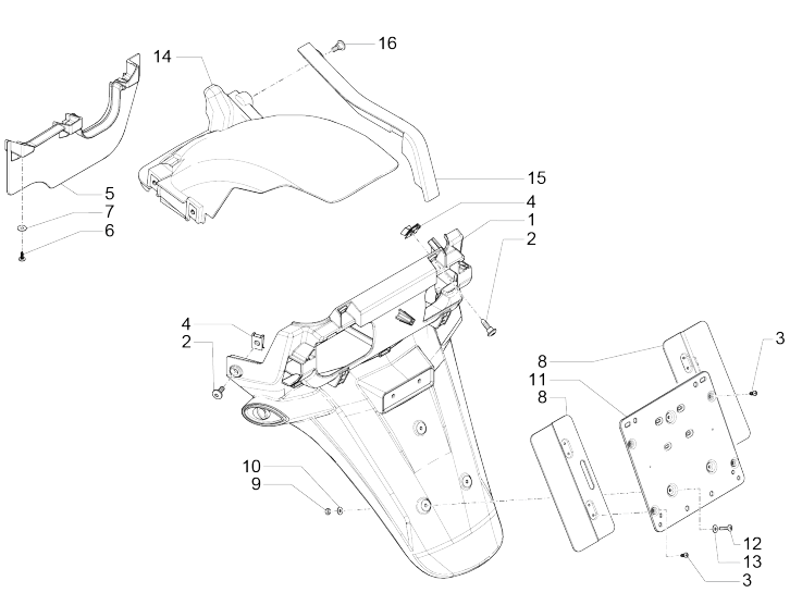 Rear covers - Mudflap Piaggio MP3 500 LT Business 2014-2016