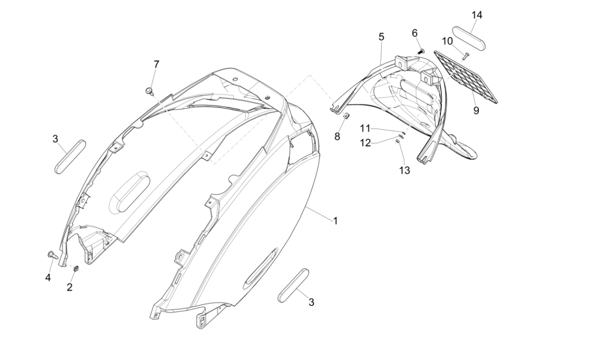 Rear cover - Mudflap Piaggo Zip 4-stroke (euro4 injection IGET) Matt Blue