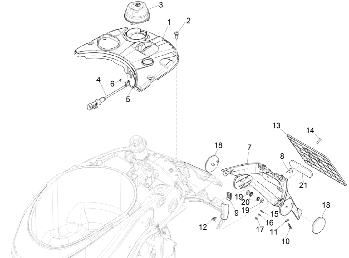 Rear cover plates for Vespa Eletrica 45KM/H E5 2021 (EMEA)