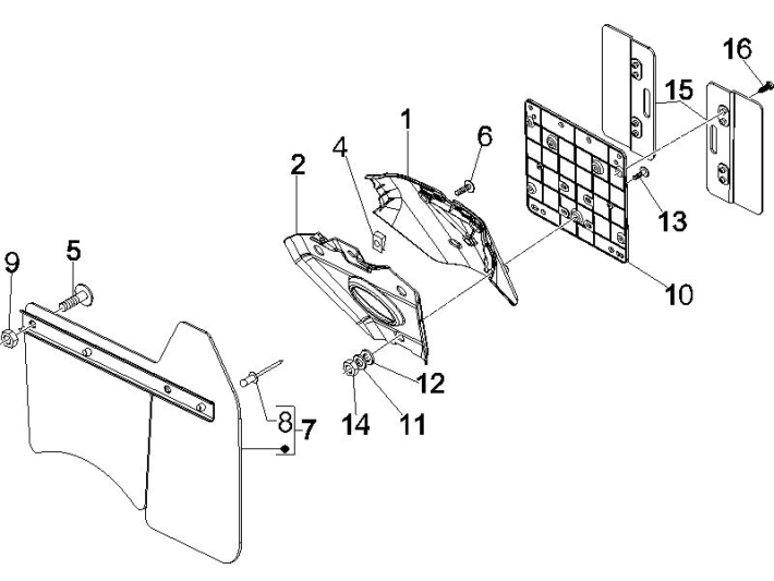 Rear cover plates Vespa GTS 250 ie 2005-2009 (with ABS) grey stardust 760/A