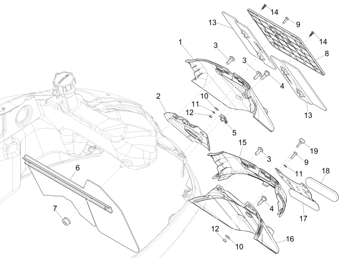 Rear cover plates Vespa GTS 250 ie 2005-2016 (without ABS) red dragon 894