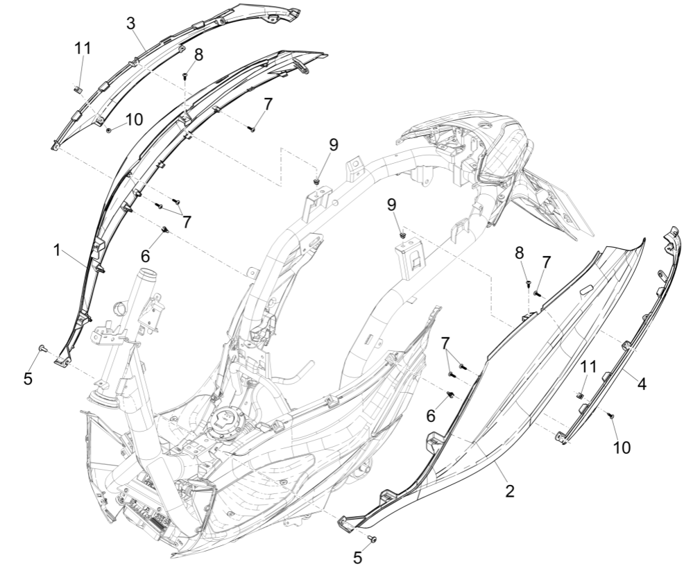 Side covers - Spoiler Piaggio Medley 125 ABS E5 2021-2022 (EMEA)