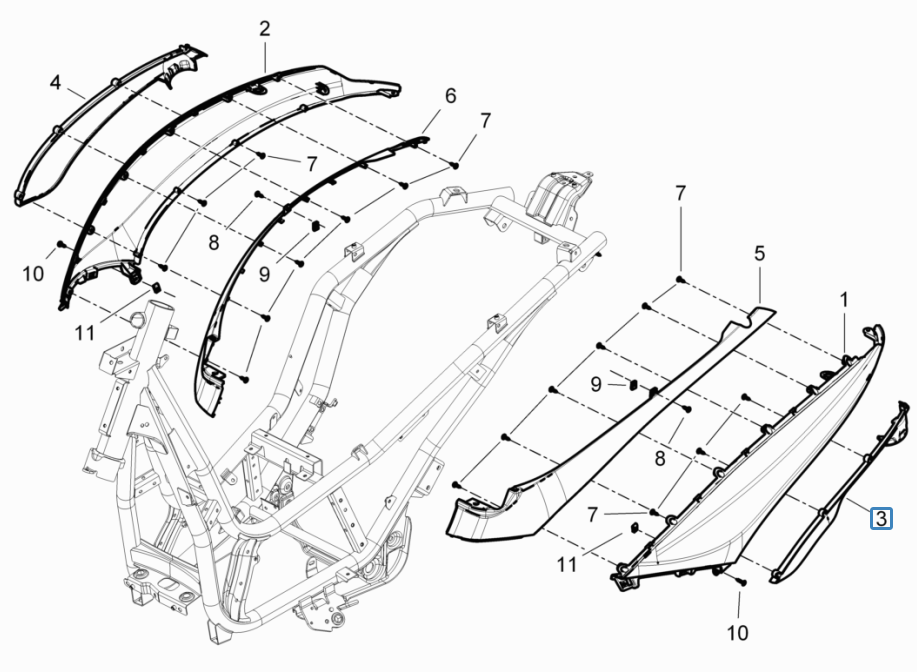 Side covers - Spoiler Piaggio Beverly 125 RST 4T 4V IE E3 2010-2015 (EMEA)