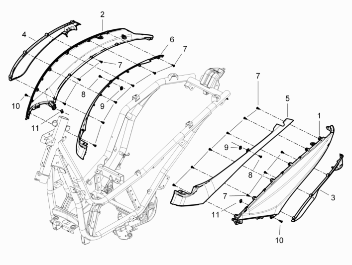 Side covers - Spoiler Piaggio Beverly 350 E3 Sport Touring 2013-2014 metalized red 849/A