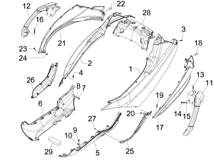 Side covers - Spoiler Piaggio MP3 300LT Sport 2009-2014 star white 595