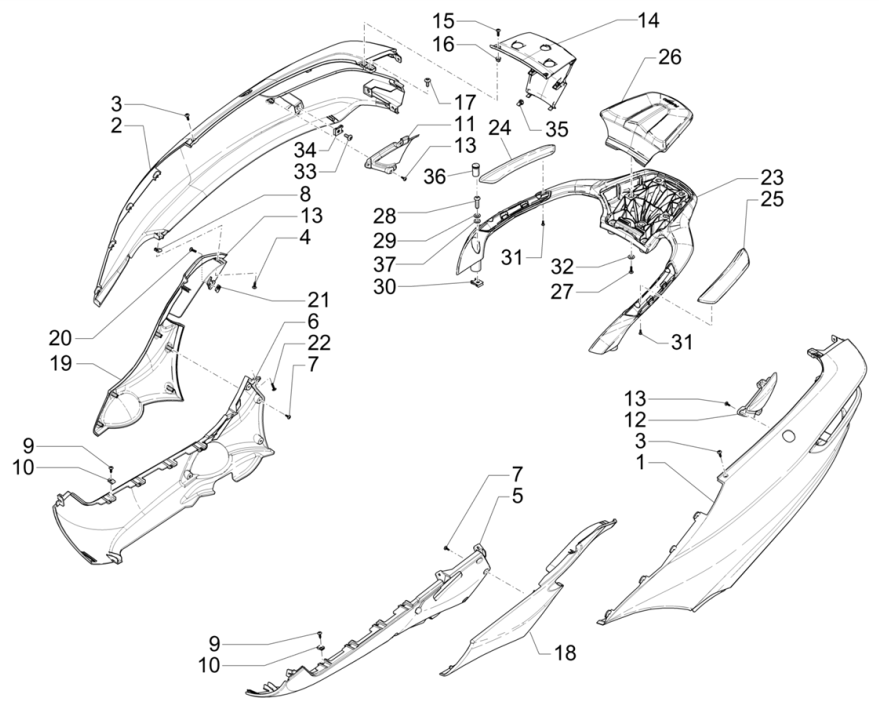 Side covers - Spoiler Piaggio MP3 350 Maxi sport E4 ABS 2018-2020 (EMEA)