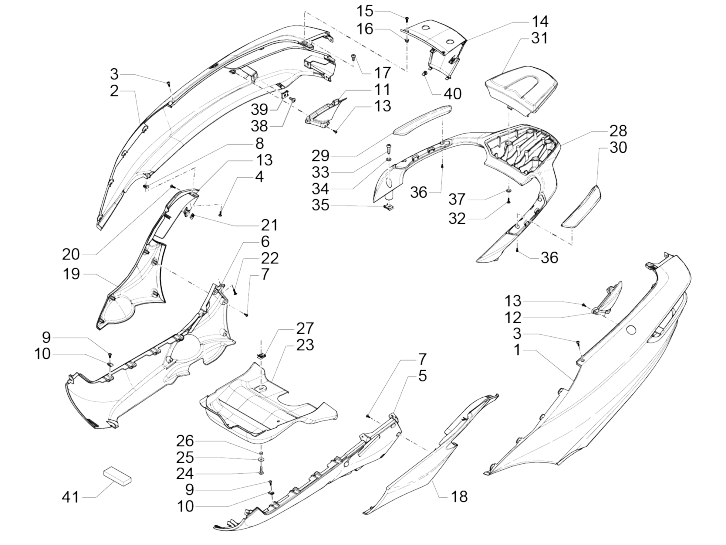 Side covers - Spoiler Piaggio MP3 500 LT Business 2014-2016 grey