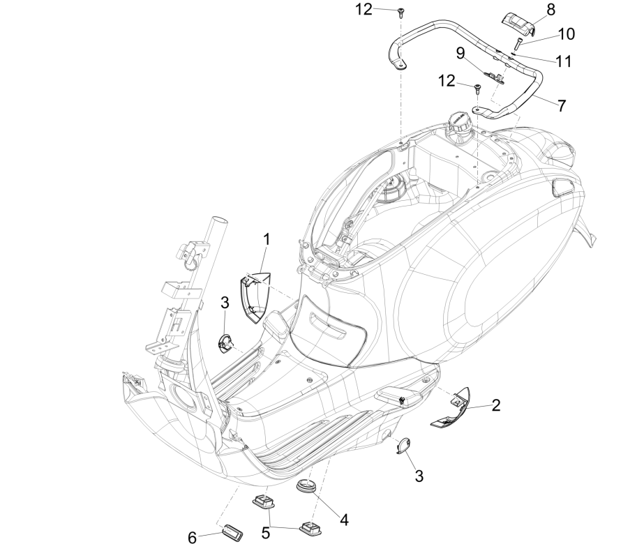 Packing bracket - Sideskirts Vespa Sprint 4-stroke 3-valve (euro5 injection IGET)