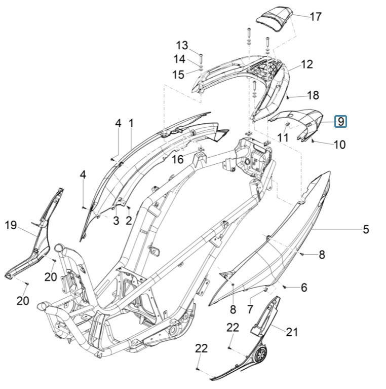 Side covers - Spoiler Piaggio MP3 300 HPE/300 HPE SPORT E5 ABS 2020-2022 (EMEA)