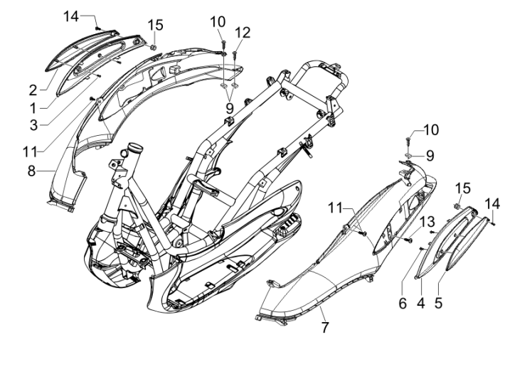 Side cover plates Piaggio Beverly 500 E3 2007-2012 grey 780/A