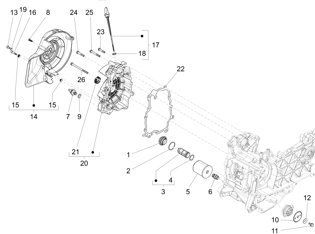 Cover Magnetic Flywheel - Oil Filter Vespa Sprint 125 4T 3V IE ABS
