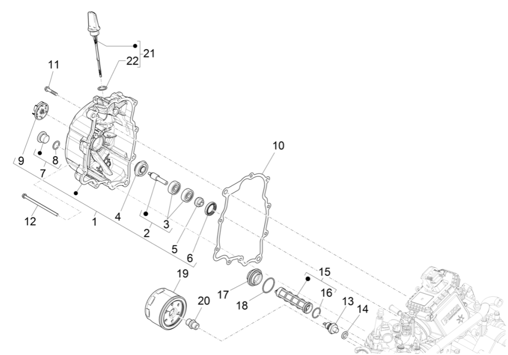 Magnetic flywheel cover - Piaggio Beverly 300 4T 4V HPE ABS E5 2021-2022 (EMEA)