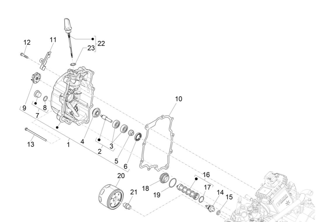 Magnetic flywheel cover - Piaggio MP3 300 HPE /300 HPE SPORT E5 ABS 2020-2022 (EMEA) oil filter