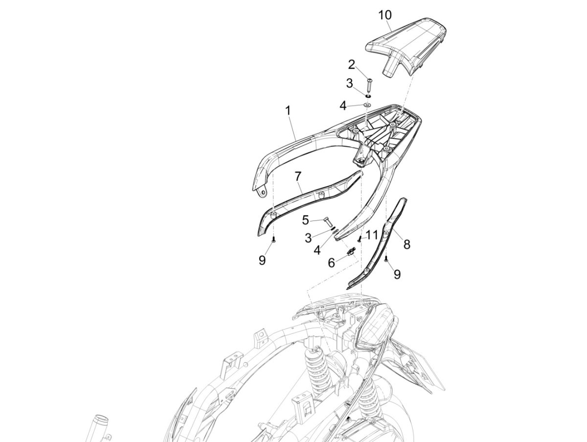 Piaggio Medley 125 4T IE ABS E4 2016-2019 Rear Carrier (EMEA)