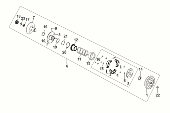 Sym Mio 50I E5 driven pulley assy