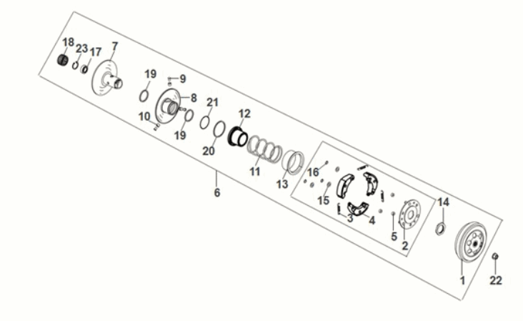 Sym Orbit III 50 E5 driven pulley assy