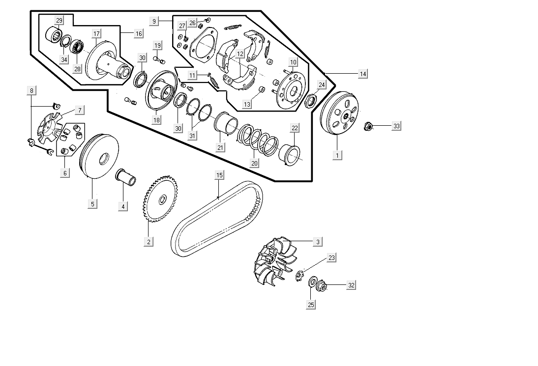 Variator-Clutch Kymco People S 50i E4 Blue