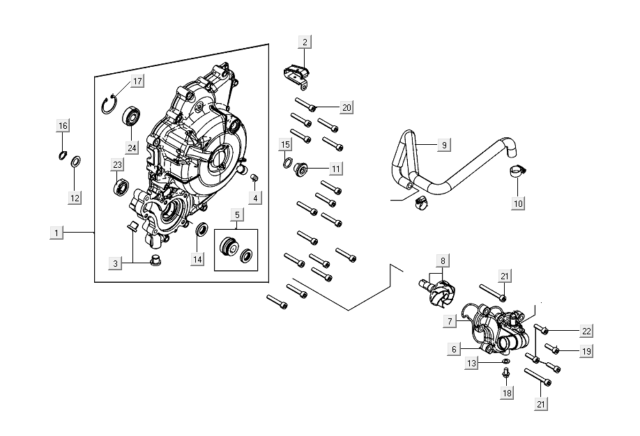 Water pump cover left Kymco AK550i