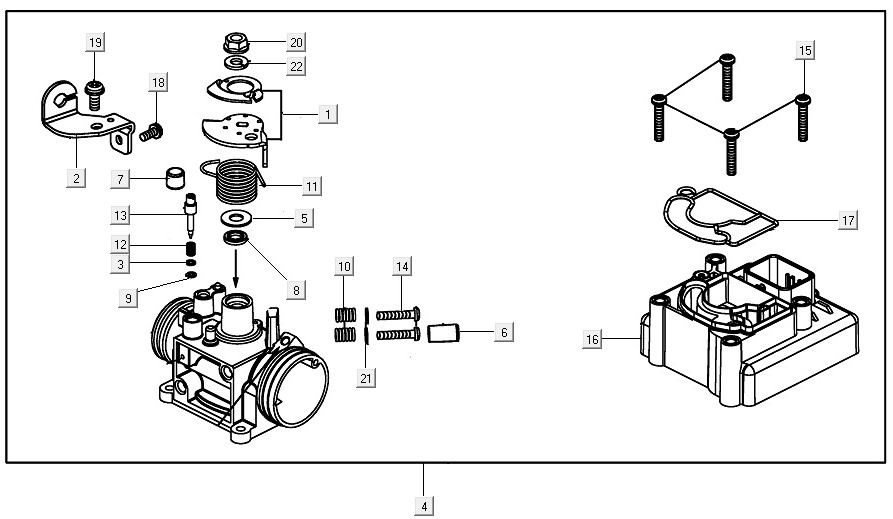 Throttle body Kymco Agility 16+ 4T 150I E4
