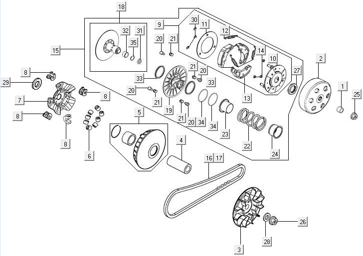 Variator coupling Kymco New Downtown 350I ABS