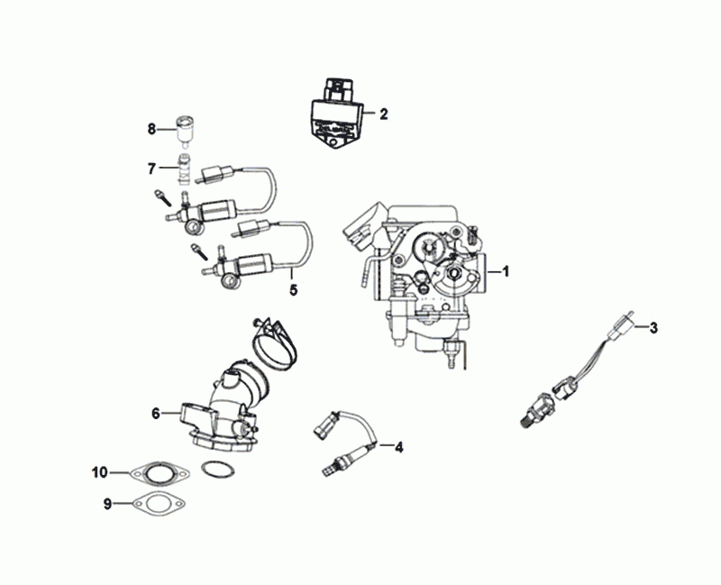 ECU - Throttle body - Intake manifold Sym Allo Euro 4 (BK-5560S) Bright Black
